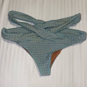 blue mesh semi coverage acacia bottoms